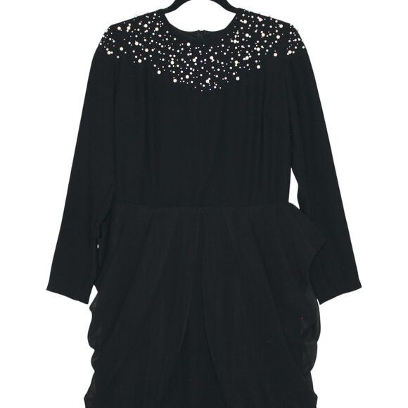 Modest Formal Black Dress with Pearl Details Size Large - Picture 3 of 14